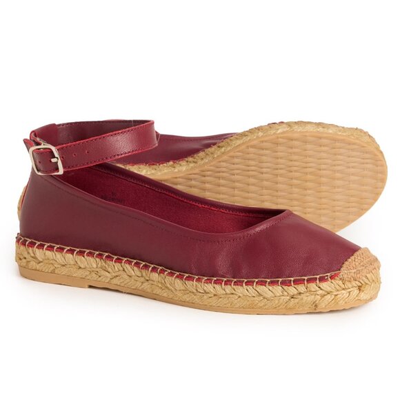NEW Free People Made in Spain Mason Ballet Espadrille Flats Leather wine1125 4s2 - Picture 2 of 10
